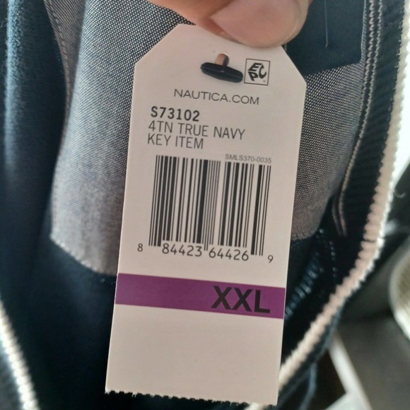 Nautica blue long sleeve sweater mens size XXL white trim cotton blend NEW - Picture 5 of 11